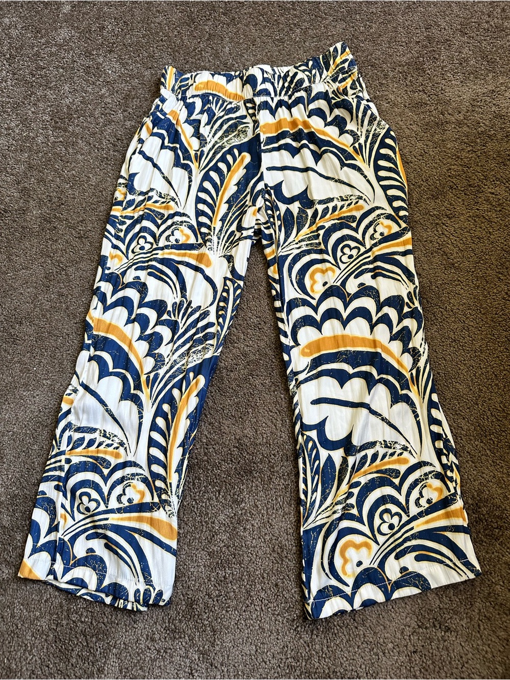 Philosophy Petite Abstract Print Wide Leg Cropped Pants